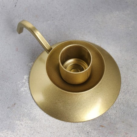 Retro candlestick Metal for one candle, 10x4 cm, golden-2