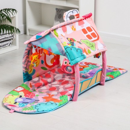 Developing rug "Tropy to the house", with arcs, 73x73x0.5