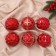Set of balls plastic D-8 cm, 6 pcs "Beata mesh shine" golden red