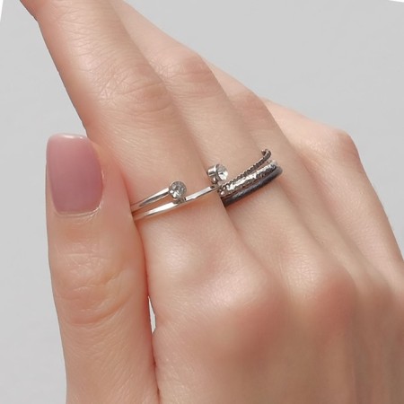 Ring set 5 pieces "perfect fingers" sophistication, white color in ferrous-silver metal-3