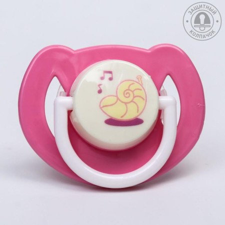 Orthodontic dummy nipple, silicone, from 6 months, with a cap, “shell”, pink color-1