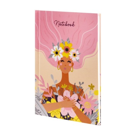 Notebook A6, 64 sheets to the point "Spring", solid cover, matte lamination, glitter, block 65g/m2