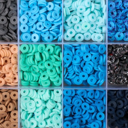 Decor for creativity plastic "Palette of blue and blue" d = 0.6 cm nr 24 colors 18.5x13x2 cm-3