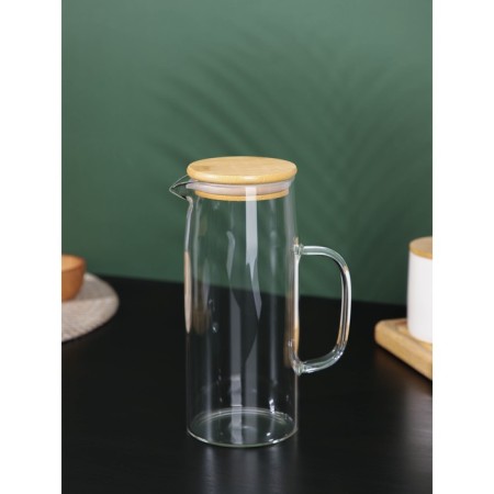 Glass jug with a bamboo cover "Eco", 1 l-1