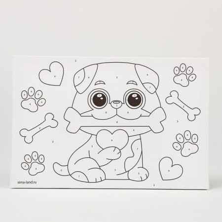Picture on numbers for children "puppy with a bone", 20 x 30 cm-2