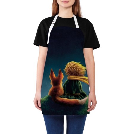 Apron kitchen with a “boy with a fox” photo print, adjustable, size OS