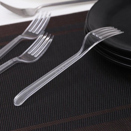 Set of disposable forks, 18 cm, 10 pcs, transparent color-1