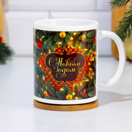 Sublimation mug "Happy New Year!" spruce branches, 320 ml-3