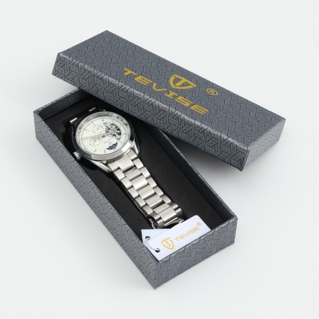 Men's male watch, d-4.2 cm, with chronograph, 3 atm, luminous, silver-1