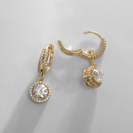 Earrings with rhinestones Xuping radiance, circle, white color in gold-1