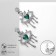 Earrings with rhinestones "melting" eyes, white-green color in silver
