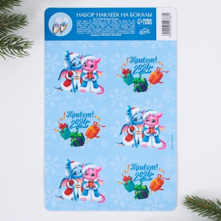 Stickers on the glasses "Hi 2024", set 6 pcs-1