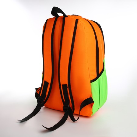 School backpack, 2 lightning departments, 3 pockets, green/orange color-3
