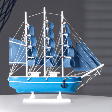The ship souvenir average "Alida", Blue sides with strip, Blue sails, 32x31.5x5.5 cm-1