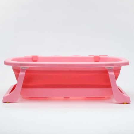 Children's folding bath with drain, "crab", 67 cm., Pink color-2