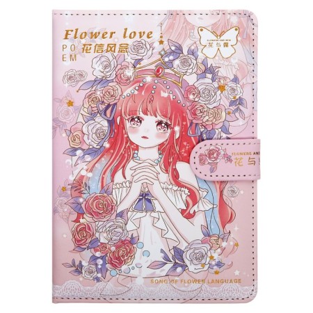 Gift notebook, A6+, 132 sheets, color block, with a stream on a magnet, PVC cover, "Anime", mix-3