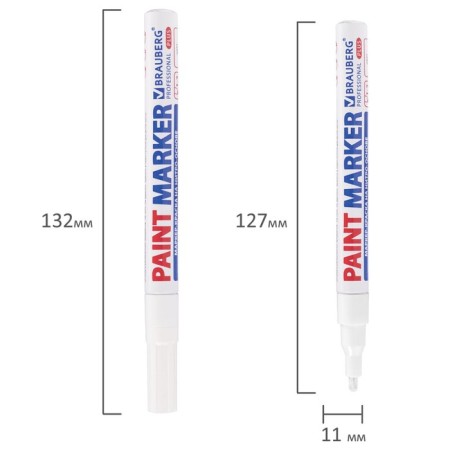 Marker-color (lacquer) 2.0 Brauberg Professional Plus, Nitro-base, alum, white 151438-13