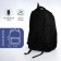 Youth backpack from textiles, 2 parts with lightning, 4 pockets, black/blue color