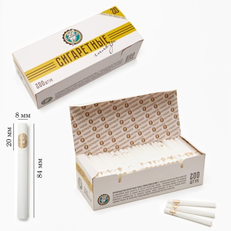 Cigarette cartridges for Glavtabak self -circle, 200 pieces, 8.4 cm, D -8 mm, filter - 20 mm