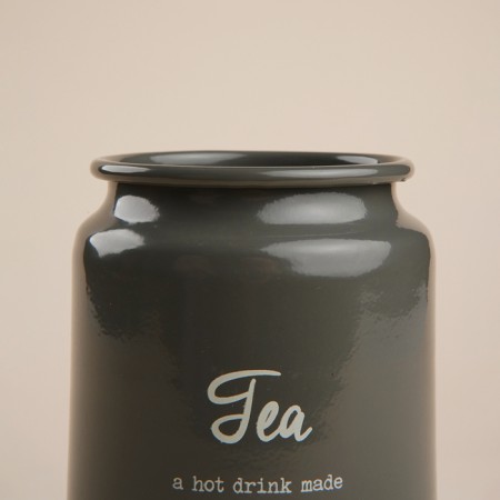 SL Home tea can, 9.5 × 14 cm, gray color, with a bamboo lid-2