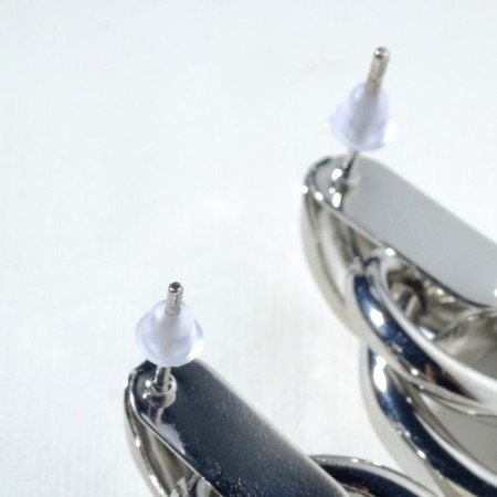 Earrings Metal "Geometry" ovals on the ring, color silver-2