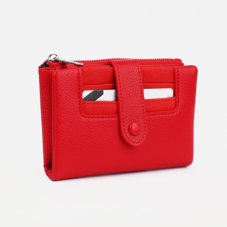 Women's wallet on the button, red color-3