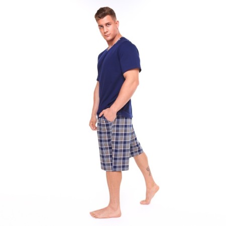 Kit (T -shirt/shorts) male, blue color/cage, size 66-2