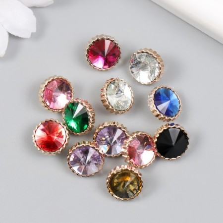 Button plastic for creativity "Crystal in the cut" set of 12 pcs mix 1.2x1.2x0.8 cm