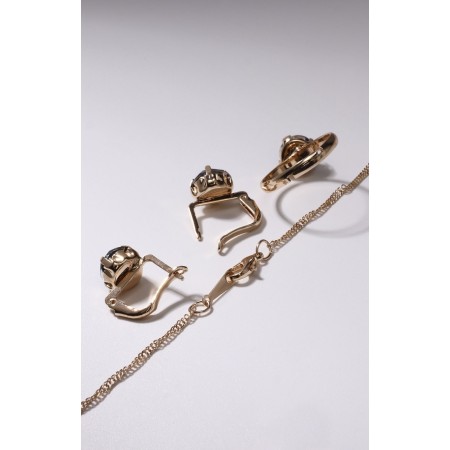 Set 3 objects: earrings, pendant, ring dimensionless "Edel" bead, blue color in gold, 45 cm-6