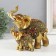 Souvenir Polystone "elephant and elephant in the blade with flower" Bronze 15x12.5x17.5 cm
