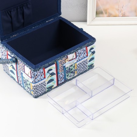 Casket for needlework "Patchwork. Blue flowers" 19x26x14.5 cm-3