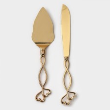 Elegance cake set, 2 items: knife length 28 cm, blade length 26 cm, gold color