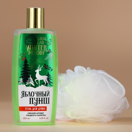 Gift set of cosmetics, shower gel 250 ml and washcloth, Winter Melody by Ural Lab-2
