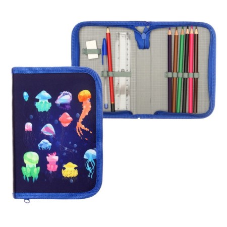 School "Underwater World", 13 x 19.5 cm, on lightning, 1 section, with filling, fabric