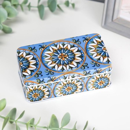 Rectangular metal box "Patterns on the tile" MIX 4x11.5x6.5 cm