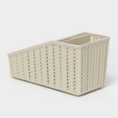 Organizer "Knitting", 4 sections, color white rattan-3