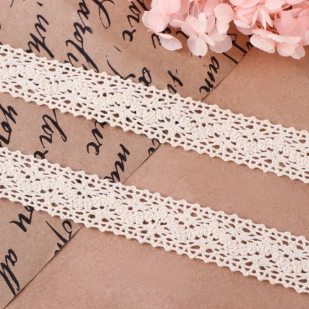 Knitted lace, 20 mm × 10 ± 1 m, beige color-1
