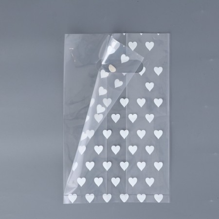 Polyethylene square package with a cut handle, packaging, "hearts", 15x25+6cm ± 5% 60 μm-3