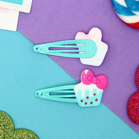 Invisibility for hair "Abel" (set 2 pcs) cake with a bow, 5 cm, green-1