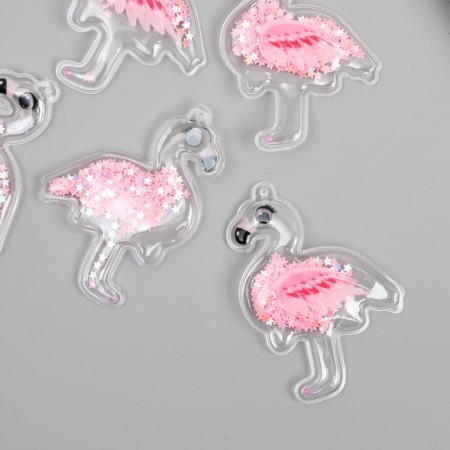 Shaker for the creativity of PVC "Pink Flamingo" with a 4.6x6 cm glitter