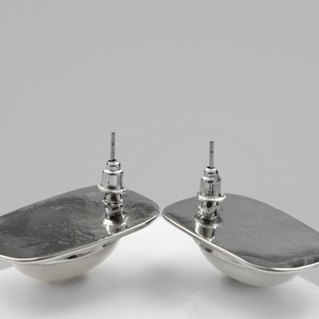 Earrings with pearls "atmosphere" rectangle, white color in silver-2