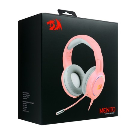 Redragon Mento, game, microphone headphones, 3.5 mm, 1.8m, pink-5