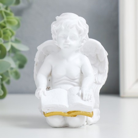 Polystone souvenir "Snowty Angel with a book" with gold MIX 9.5x7.5x6.5 cm-1