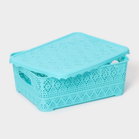 Storage container with a lid "openwork", plastic, 35 × 27 × 12 cm, color mix-3