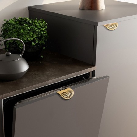 Handle cappio, m/o 32 mm, with a pattern, matte gold color-6
