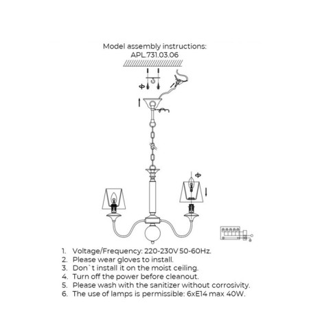 Suspended chandelier Perla E14 240W-14