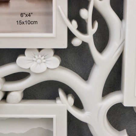 Photo frame plastic in 3 photos 10x15 cm "Cherry Garden" White 32x27 cm-1