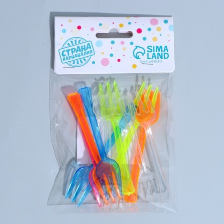 Plastic forks, 12 pcs., Mix colors-2