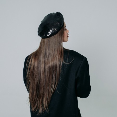 Takes with sequins, black color, rr 56cm-7