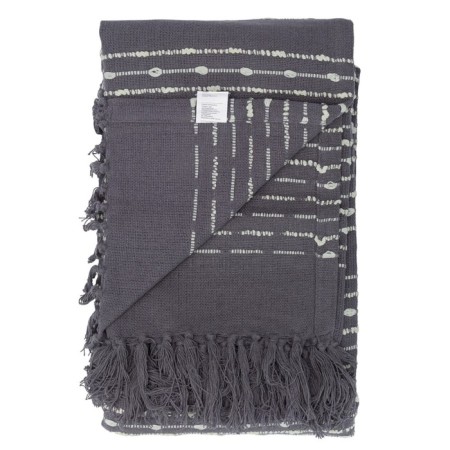 Gray cotton cover with a decorative line of Ethnic, size 230x250 cm-7